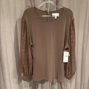 NWT by Nordstroms Rack‎ 
Chic Taupe Blouse with Patterned Sleeves